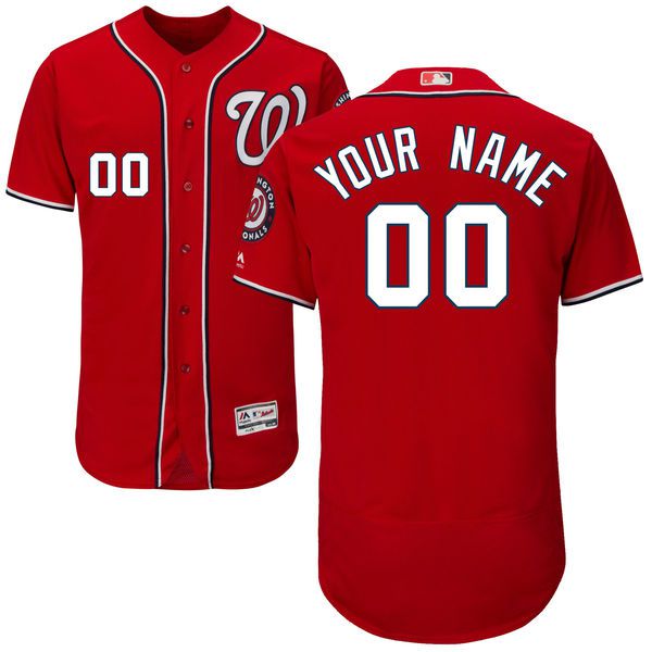 Men Washington Nationals Majestic Alternate Red Scarlet Flex Base Authentic Collection Custom MLB Jersey